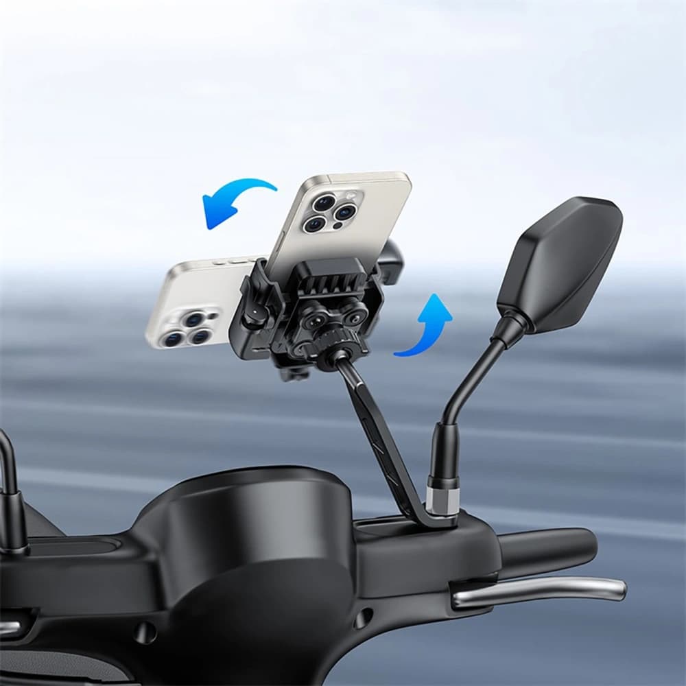 Baseus GoTrip motoros telefon tartó tükörre, fekete, ütéscsillapítással - 12