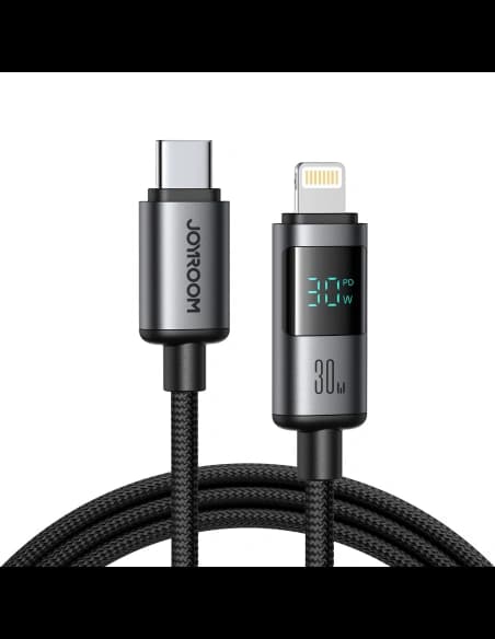Joyroom S-A16 Pro Prism Series USB-C / Lightning 30W kábel 1,2 m fekete kijelzővel