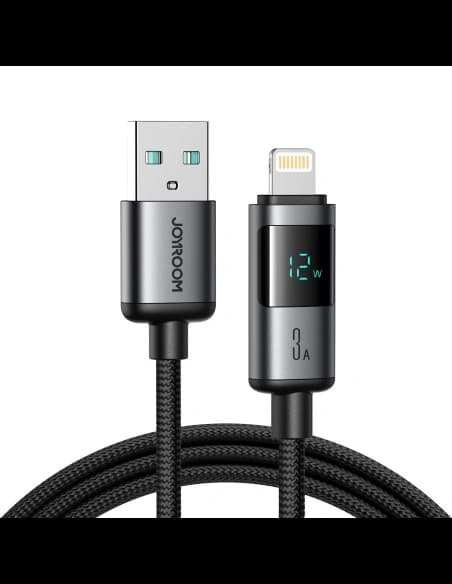 Joyroom S-A16 Pro Prism Sorozat USB-A / Lightning 3A 1,2m fekete kábel kijelzővel