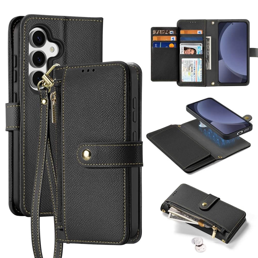 Dux Ducis Lawa Flip Case for Samsung Galaxy S25 with detachable magnetic wallet black