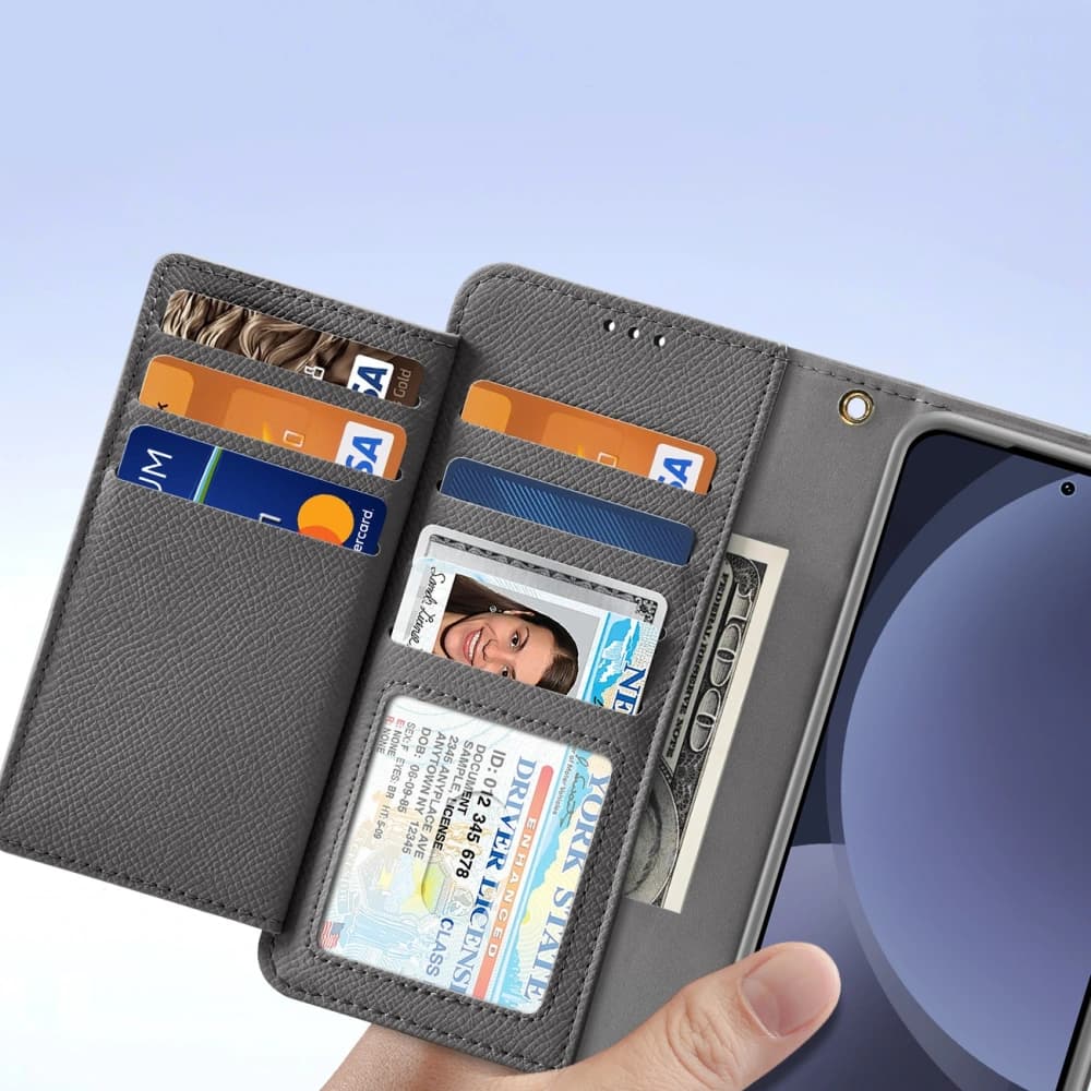 Dux Ducis Lawa Flip Case for Samsung Galaxy S25 with Detachable Magnetic Wallet Gray - 7