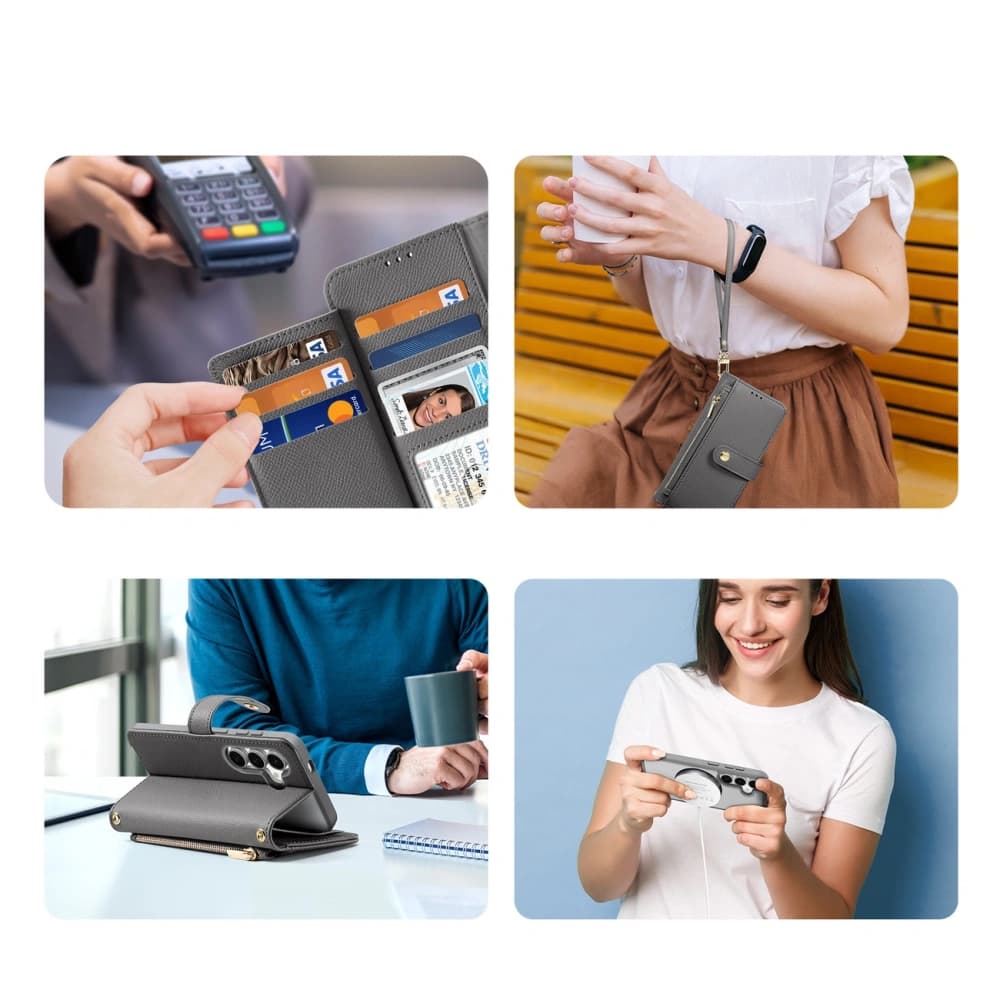 Etui s klopou Dux Ducis Lawa pro Samsung Galaxy S25+ Plus s odnímatelnou magnetickou peněženkou šedé - 10