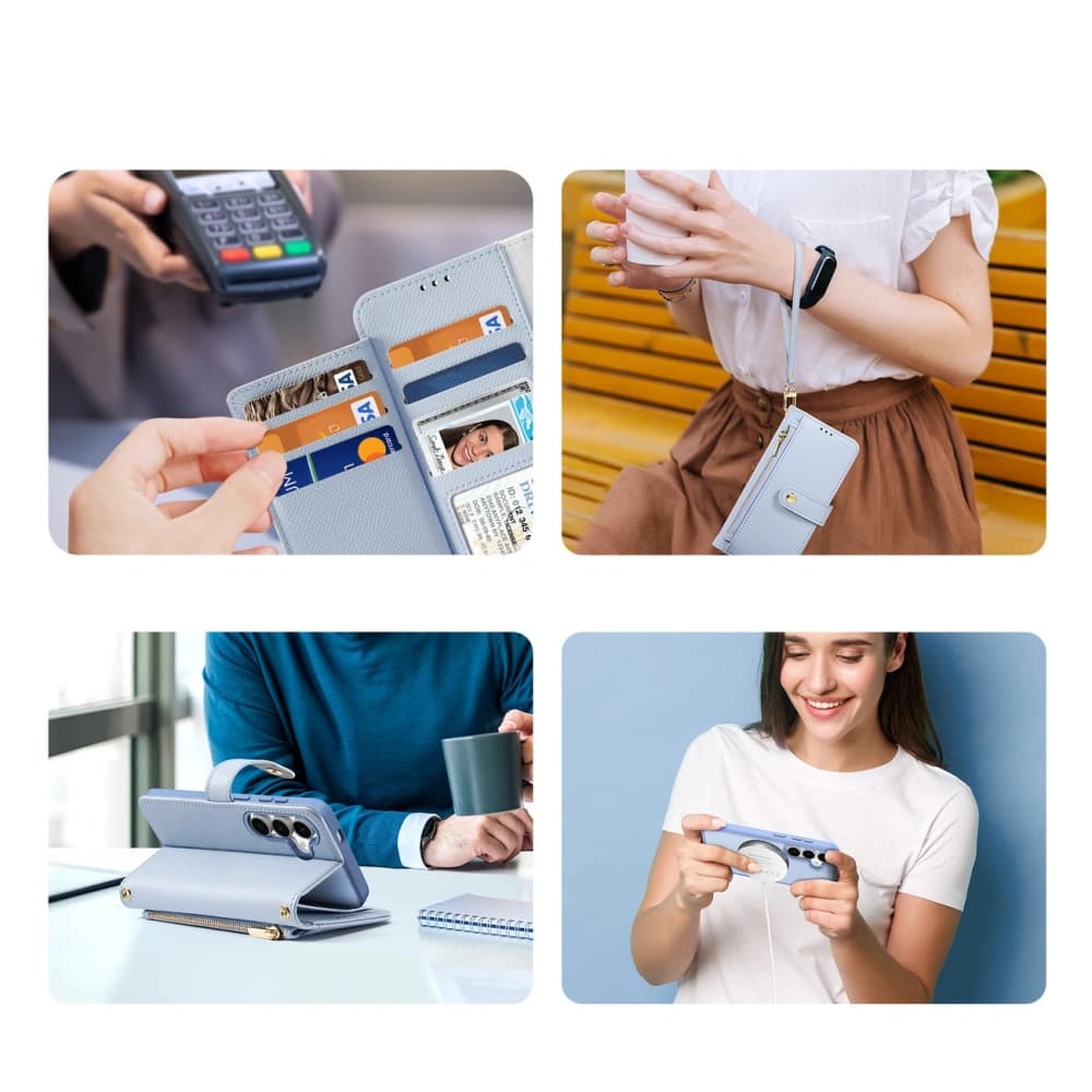 Etui cu clapetă Dux Ducis Lawa pentru Samsung Galaxy S25+ Plus cu portofel magnetic detașabil albastru - 8