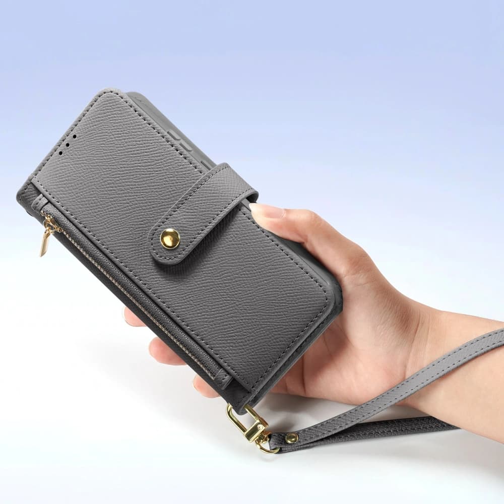 Dux Ducis Lawa Flip Case for Samsung Galaxy S25 Ultra with Detachable Magnetic Wallet Gray - 2
