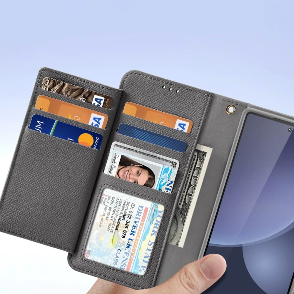 Dux Ducis Lawa Flip Case for Samsung Galaxy S25 Ultra with Detachable Magnetic Wallet Gray - 6