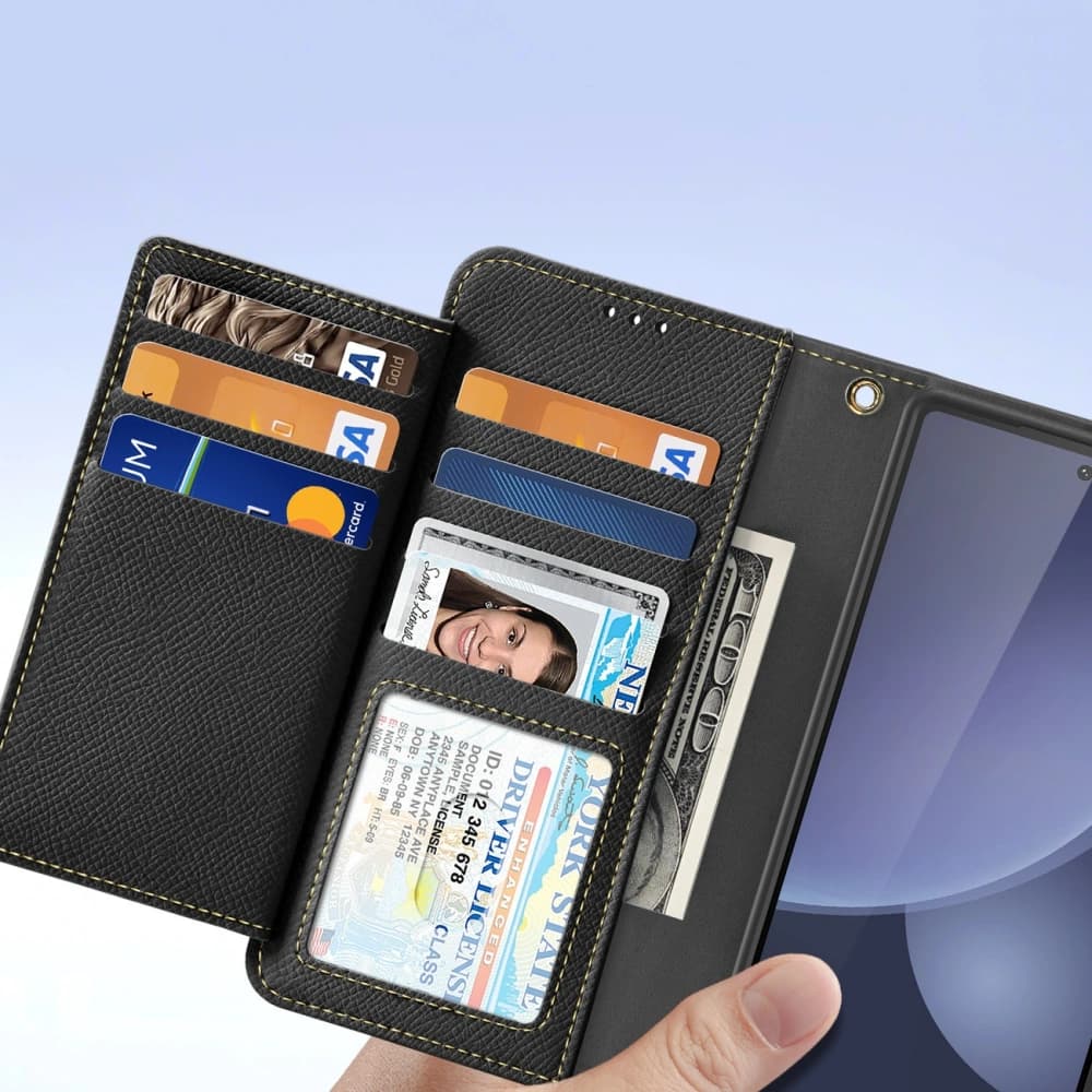 Dux Ducis Lawa Flip Case for Samsung Galaxy S25 Ultra with Detachable Magnetic Wallet Black - 7