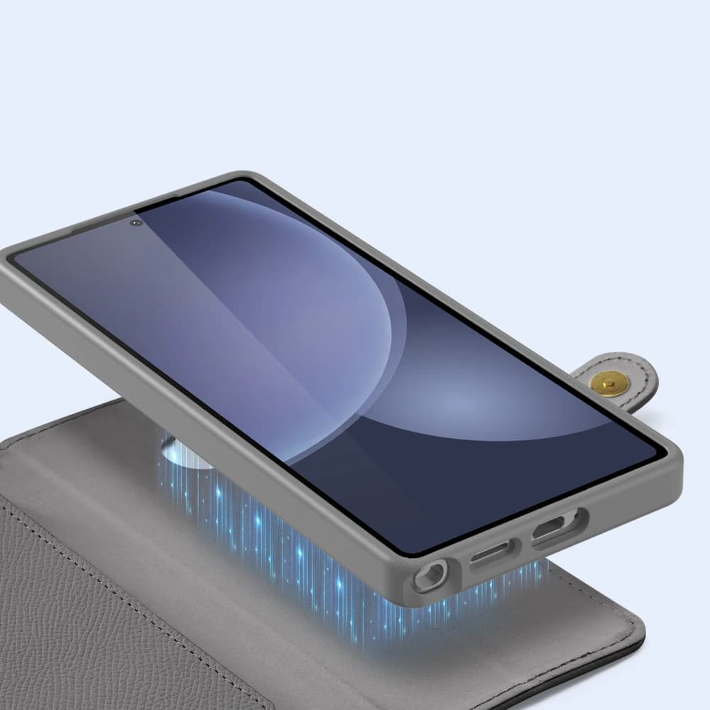Dux Ducis Lawa Flip Case for Samsung Galaxy S25 Ultra with Detachable Magnetic Wallet Gray - 8