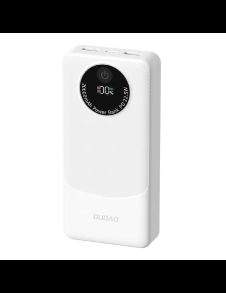 Powerbank Dudao K12Pro 22.5W PD 20000mAh USB-A, USB-C alb