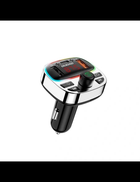 Transmițător Dudao R2 PRO+ 2xUSB-A, USB-C PD 25W Bluetooth 5.3 RGB negru-argintiu