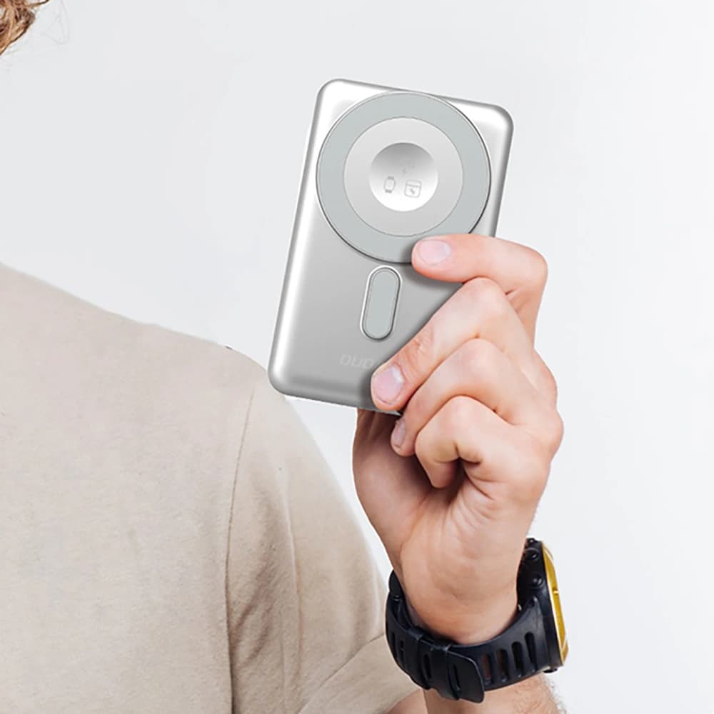 Powerbank wireless Dudao K29 10000mAh PD 20W MagSafe cu carcasă metalică, suport și cabluri integrate USB-C, Lightning gri - 5