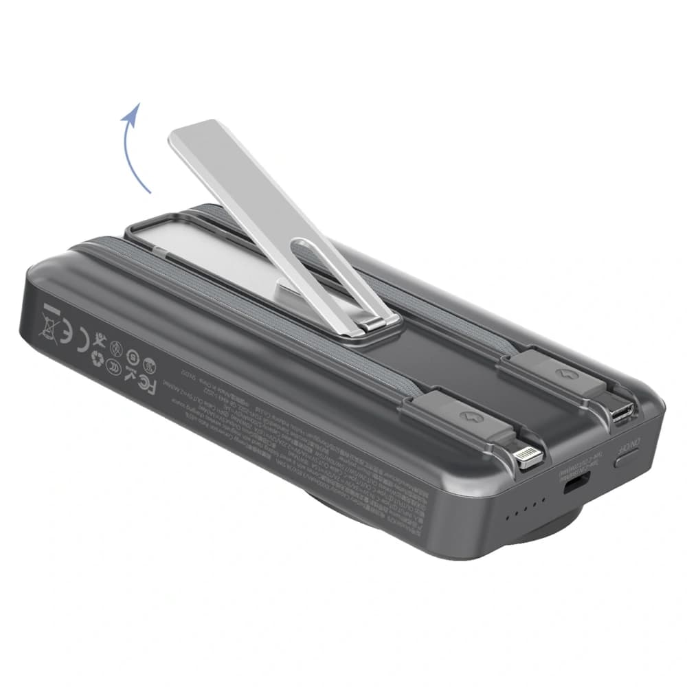 Powerbank wireless Dudao K29 10000mAh PD 20W MagSafe cu carcasă metalică, suport și cabluri USB-C, Lightning integrate argintiu - 7