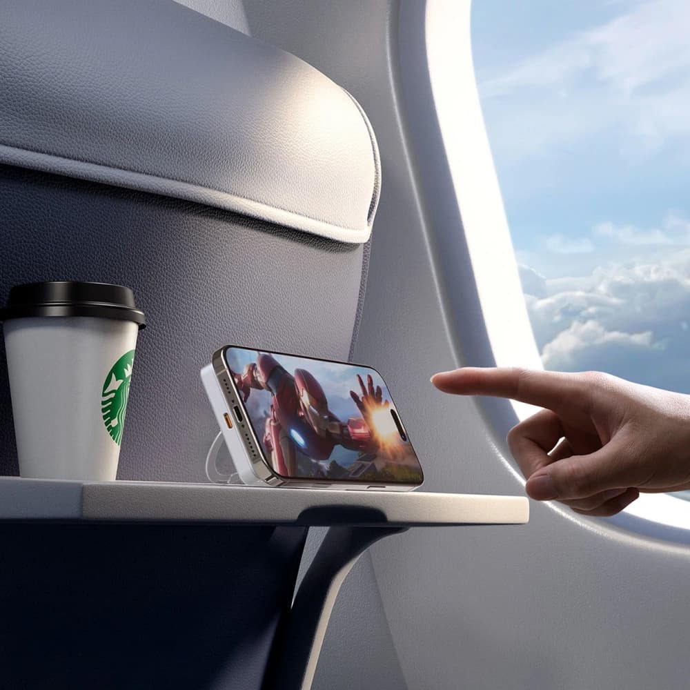 Dudao K28 10000mAh PD 22.5W vezeték nélküli powerbank MagSafe fém házzal és állványgyűrűvel, szürke - 5