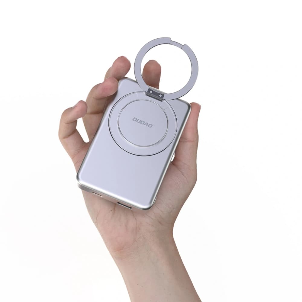 Dudao K28 10000mAh PD 22.5W vezeték nélküli powerbank MagSafe fém házzal és állványgyűrűvel, szürke - 8