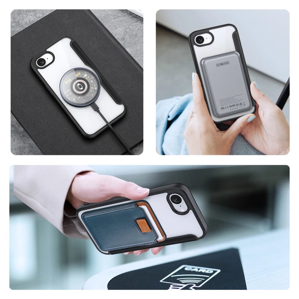 Husa cu clapetă Dux Ducis Skin X Pro cu MagSafe pentru iPhone 16e neagră - 6