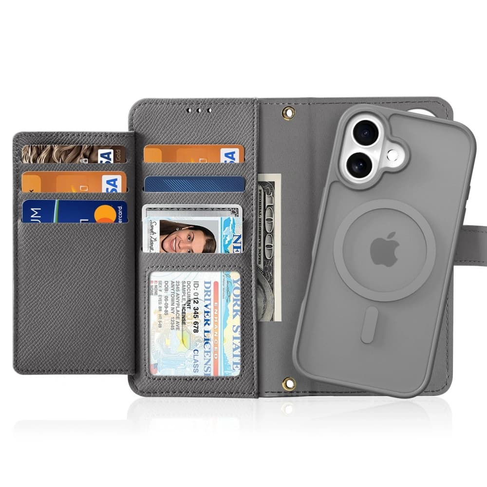 Dux Ducis Lawa flip case for Apple iPhone 16 with detachable magnetic wallet gray - 2