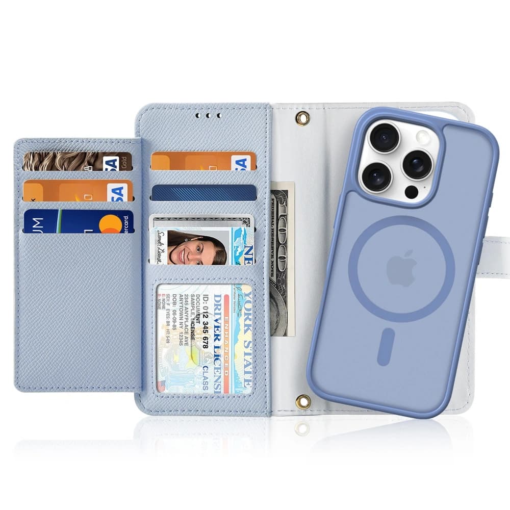 Dux Ducis Lawa Flip Case for Apple iPhone 16 Pro Max with detachable magnetic wallet in blue - 2