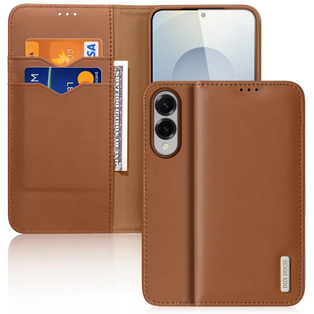 Dux Ducis Hivo flip case for Samsung Galaxy S25 Edge brown