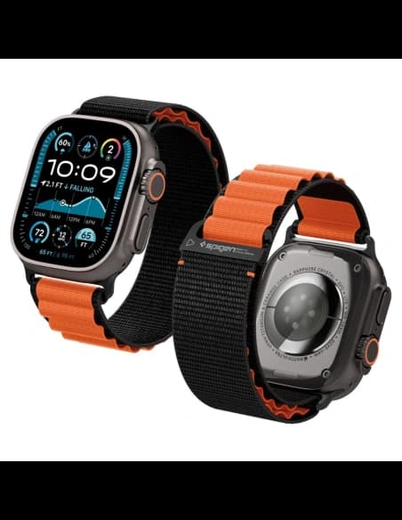 Spigen WBF1 Band Apple Watch 6/7/8/9/10/SE/Ultra 1/2 44/45/46/49mm Negru/oranj