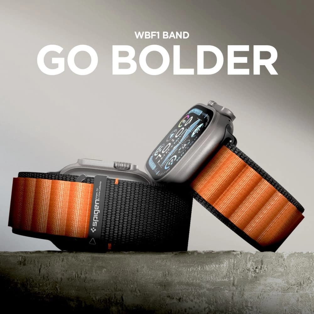 Spigen WBF1 Band für Apple Watch 6/7/8/9/10/SE/Ultra 1/2 44/45/46/49mm Schwarz/Orange - 11