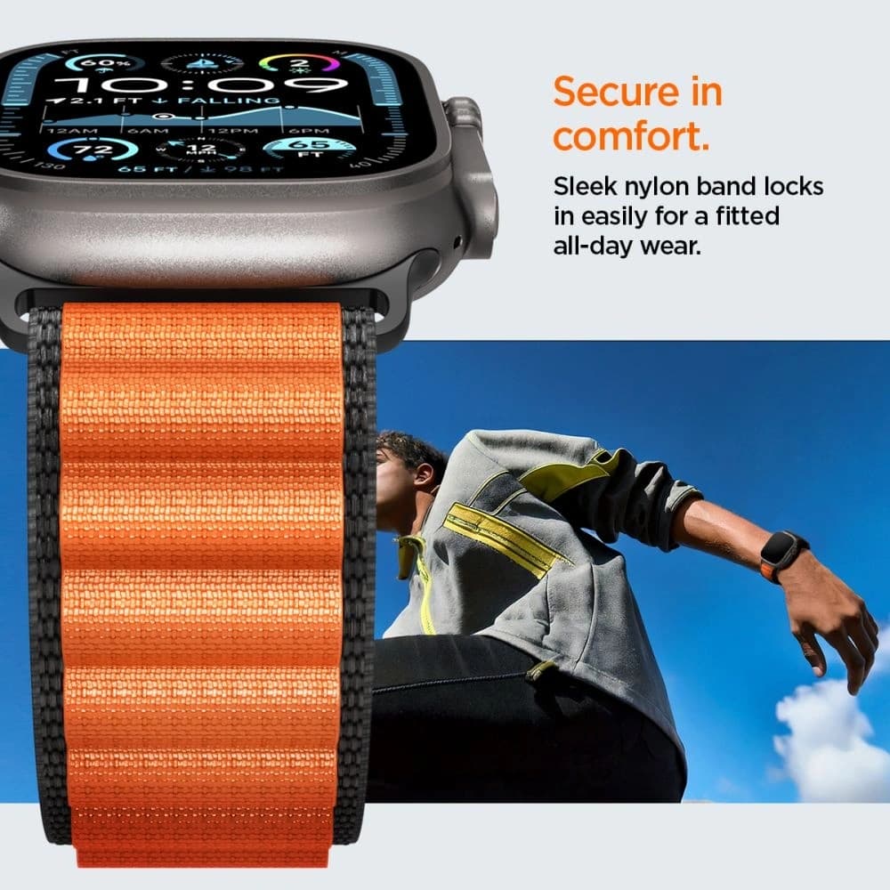 Spigen WBF1 Band für Apple Watch 6/7/8/9/10/SE/Ultra 1/2 44/45/46/49mm Schwarz/Orange - 13