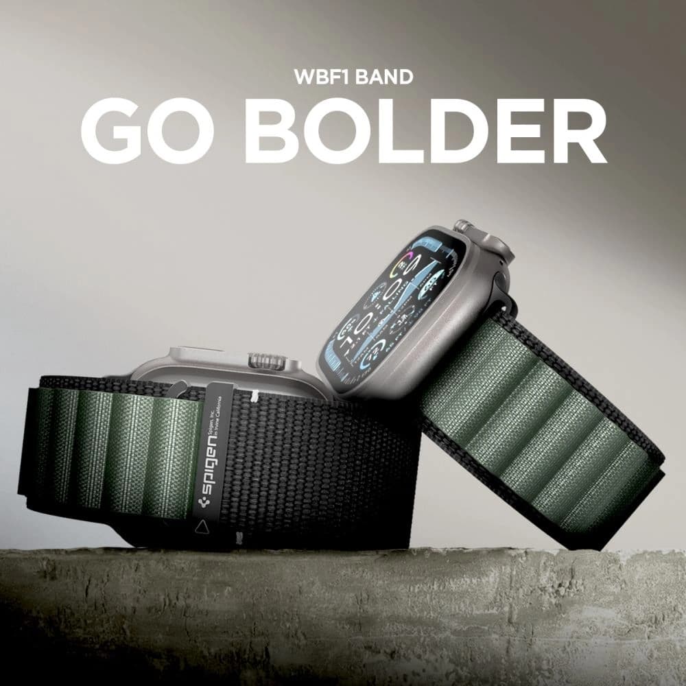 Spigen WBF1 Band Apple Watch 6/7/8/9/10/SE/Ultra 1/2 44/45/46/49mm Negru/verde - 11