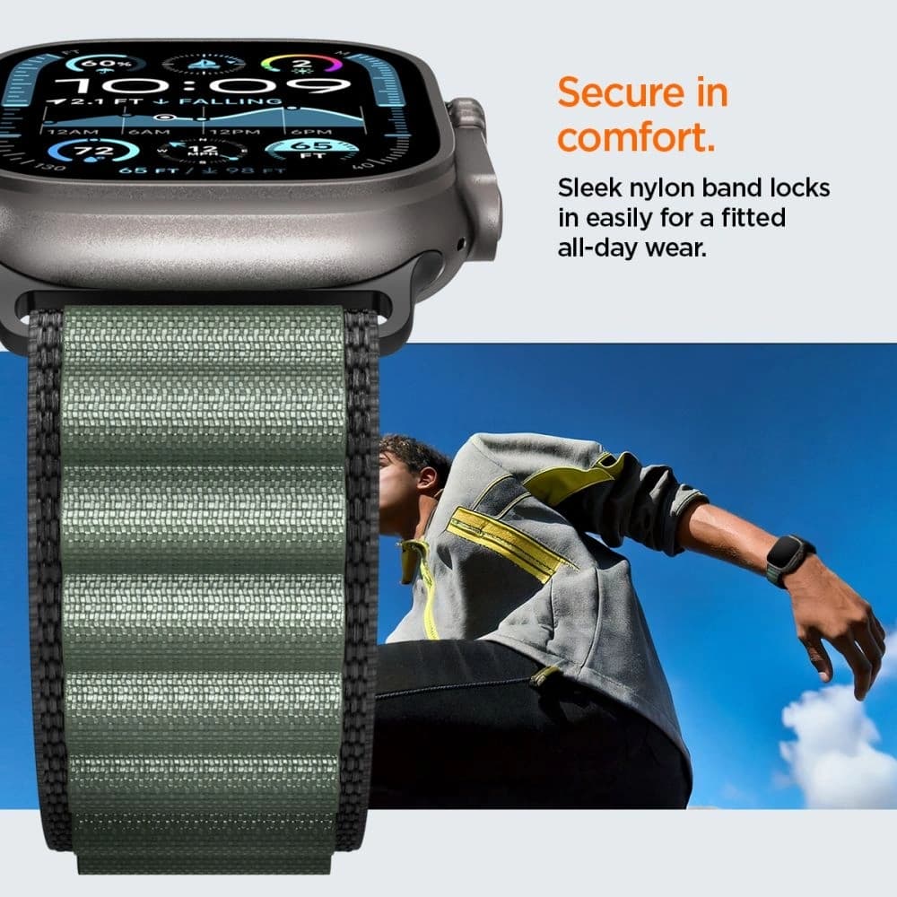 Spigen WBF1 Band Apple Watch 6/7/8/9/10/SE/Ultra 1/2 44/45/46/49mm Negru/verde - 13