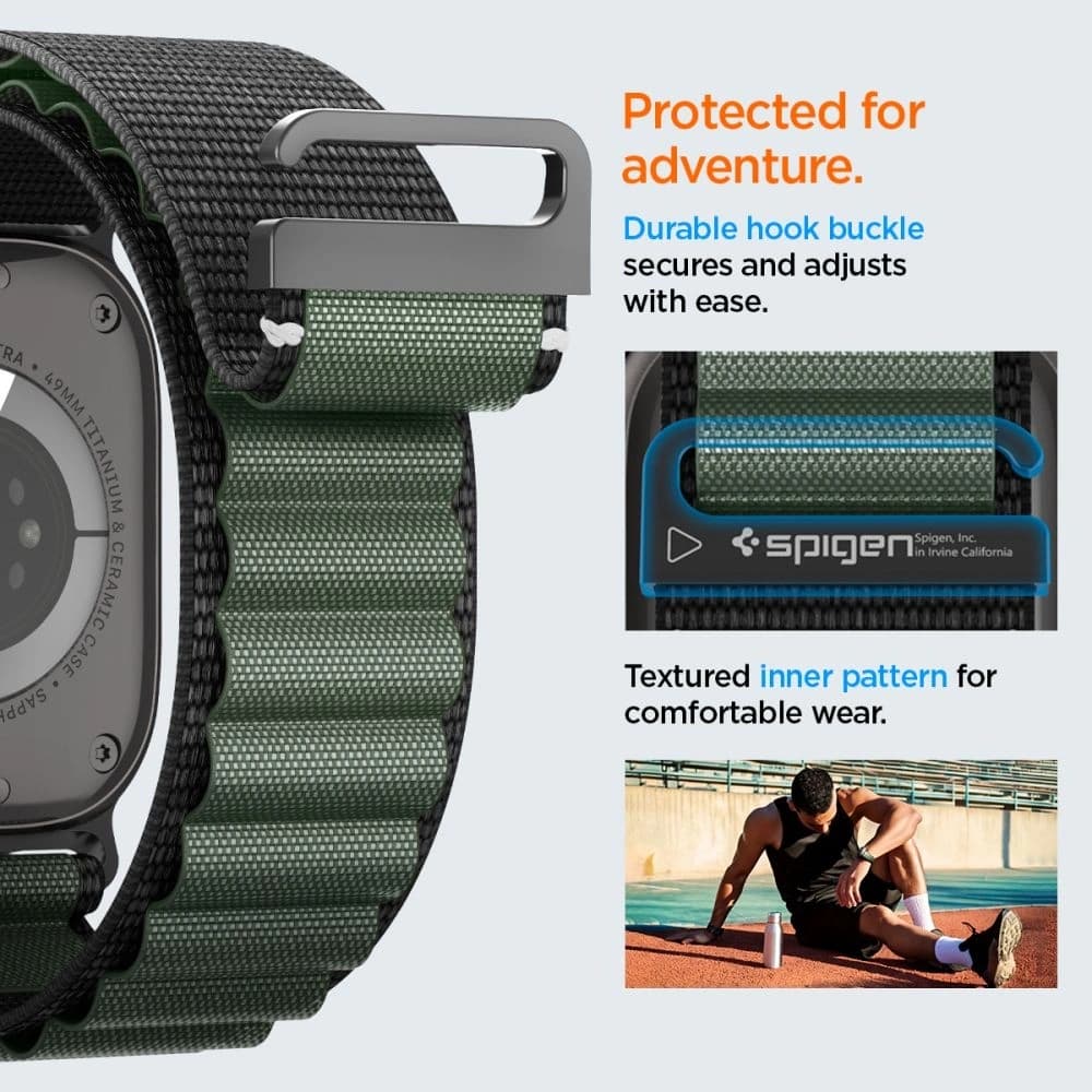 Spigen WBF1 Band Apple Watch 6/7/8/9/10/SE/Ultra 1/2 44/45/46/49mm Negru/verde - 14