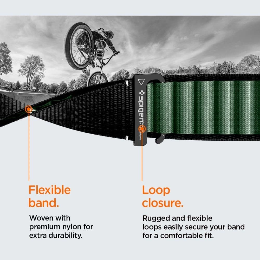 Spigen WBF1 Band Apple Watch 6/7/8/9/10/SE/Ultra 1/2 44/45/46/49mm Negru/verde - 15