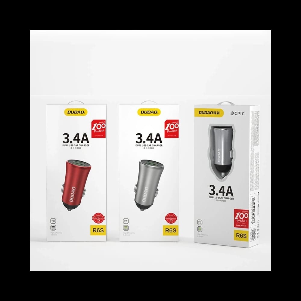 DUDAO R6S Auto nabíječka 3,4A 2xUSB-A stříbrná - 3