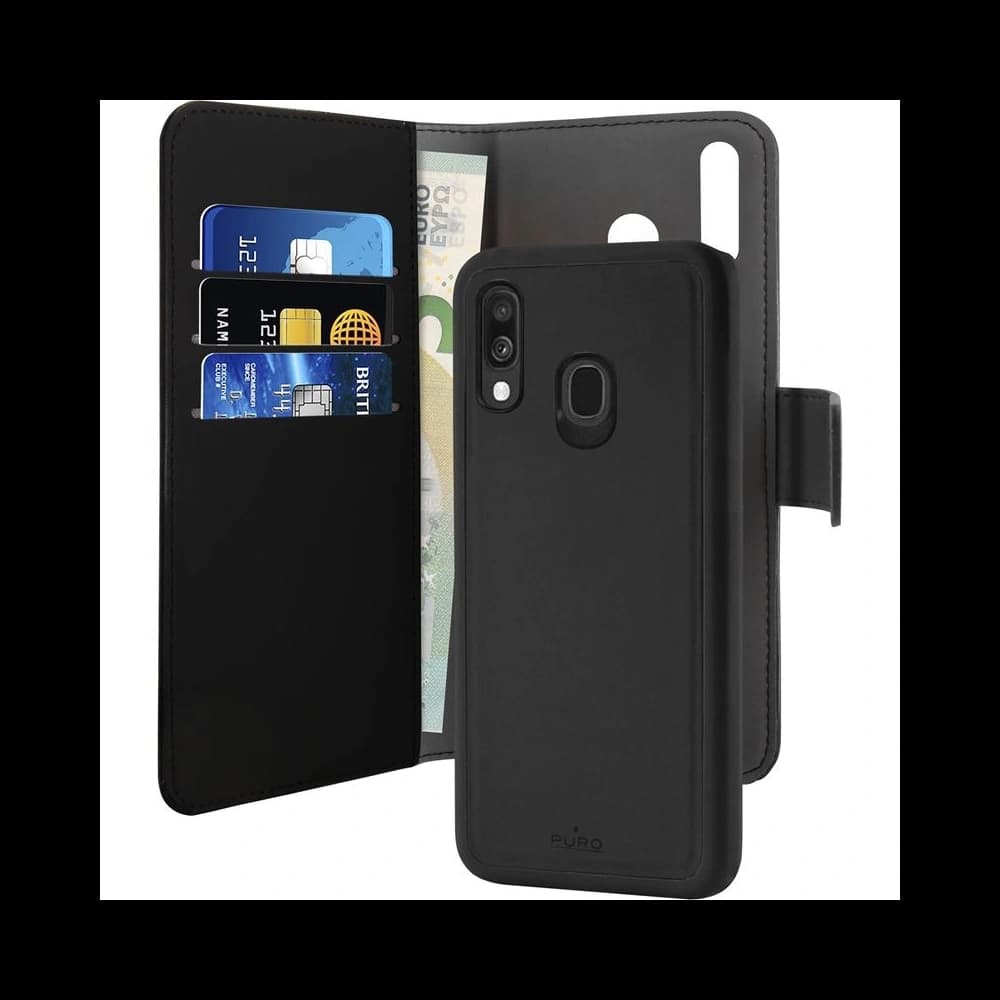 Etui PURO Wallet Detachable 2w1 Samsung Galaxy A40 (černý)