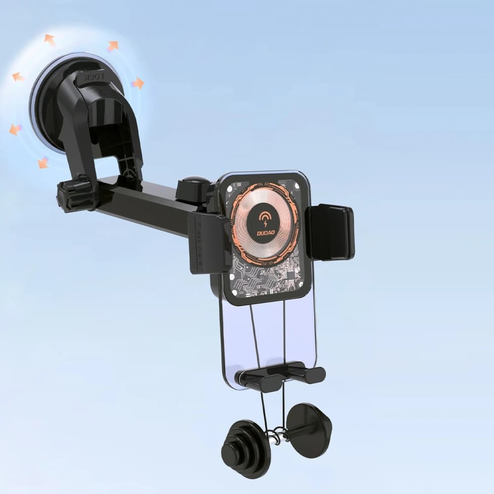 Suport auto DUDAO F19 cu încărcător wireless de 15W negru - 7