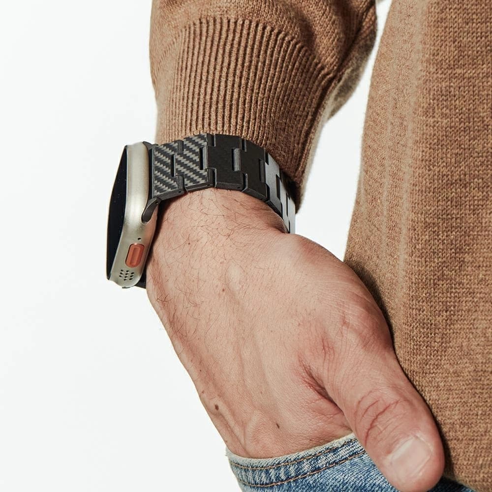 PITAKA Carbon Fiber Modern pro Apple Watch 1/2/3/4/5/6/7/8/9/10/11/SE/SE 3/Ultra/Ultra 2/Ultra 3 černá šedá - 27