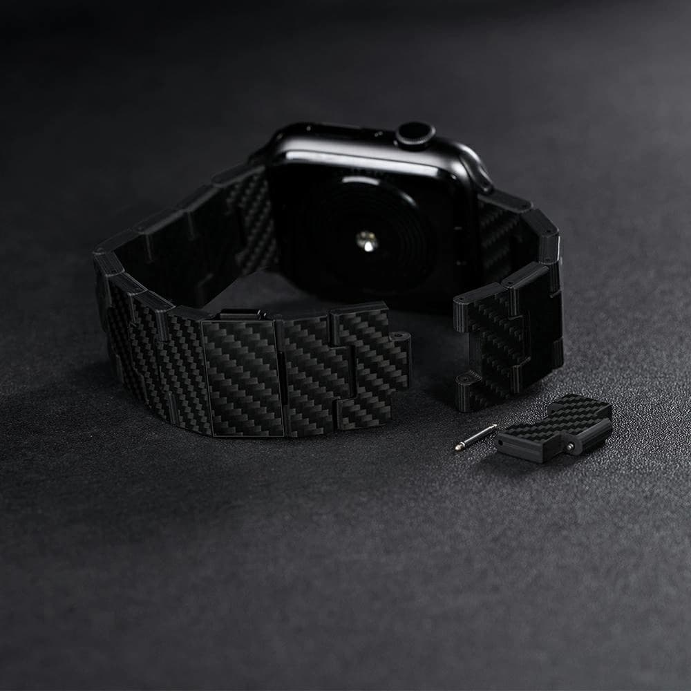 PITAKA Carbonfaser Retro für Apple Watch 1/2/3/4/5/6/7/8/9/10/11/SE/SE 3/Ultra/Ultra 2/Ultra 3 schwarz grau - 14