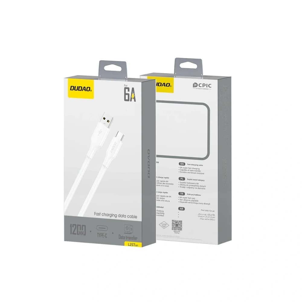 Dudao L2sT USB-A / USB-C 6A Kábel 1.2m fehér - 2