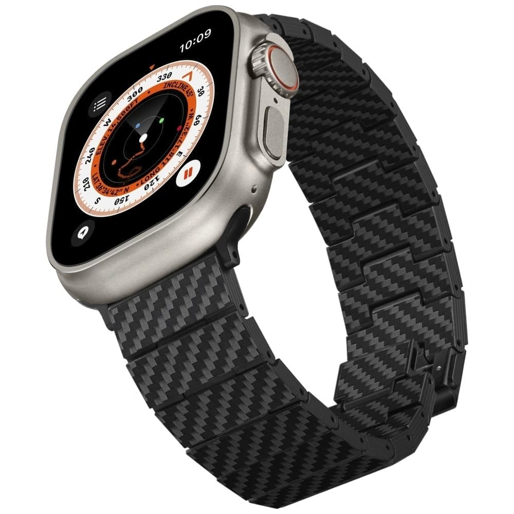 PITAKA Fibra de Carbon Modern pentru Apple Watch 1/2/3/4/5/6/7/8/9/10/11/SE/SE 3/Ultra/Ultra 2/Ultra 3 negru gri - 4