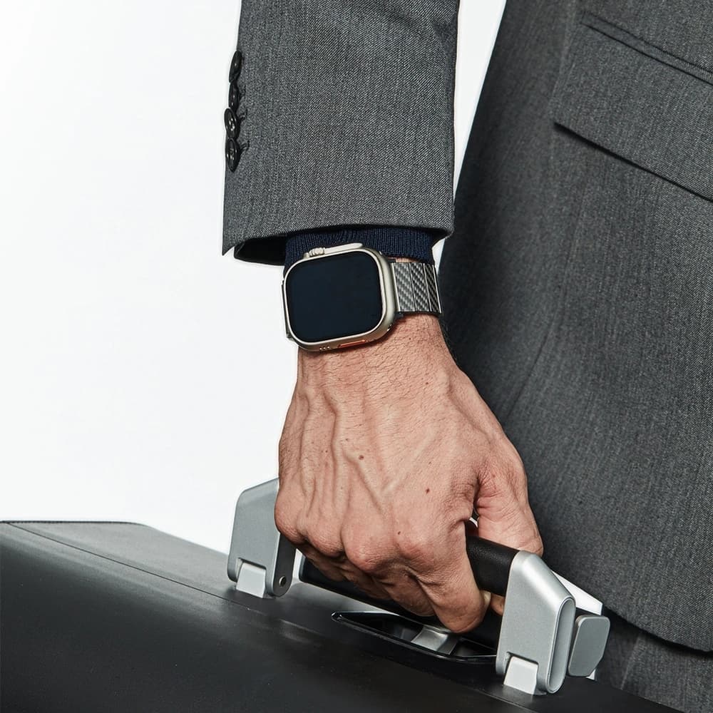 PITAKA Fibra de Carbon Modern pentru Apple Watch 1/2/3/4/5/6/7/8/9/10/11/SE/SE 3/Ultra/Ultra 2/Ultra 3 negru gri - 25