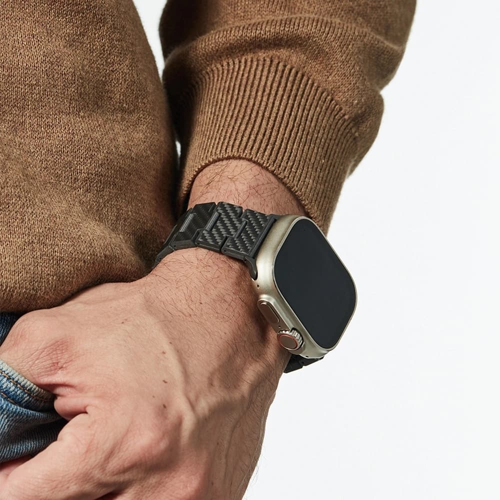 PITAKA Fibra de Carbon Modern pentru Apple Watch 1/2/3/4/5/6/7/8/9/10/11/SE/SE 3/Ultra/Ultra 2/Ultra 3 negru gri - 26