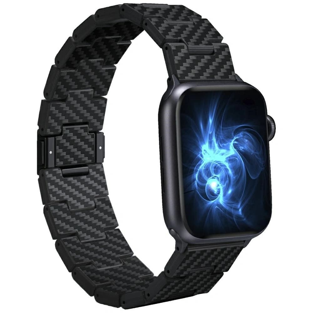 PITAKA Carbon Fiber Retro Apple Watch 1/2/3/4/5/6/7/8/9/10/11/SE/SE 3/Ultra/Ultra 2/Ultra 3 negru gri