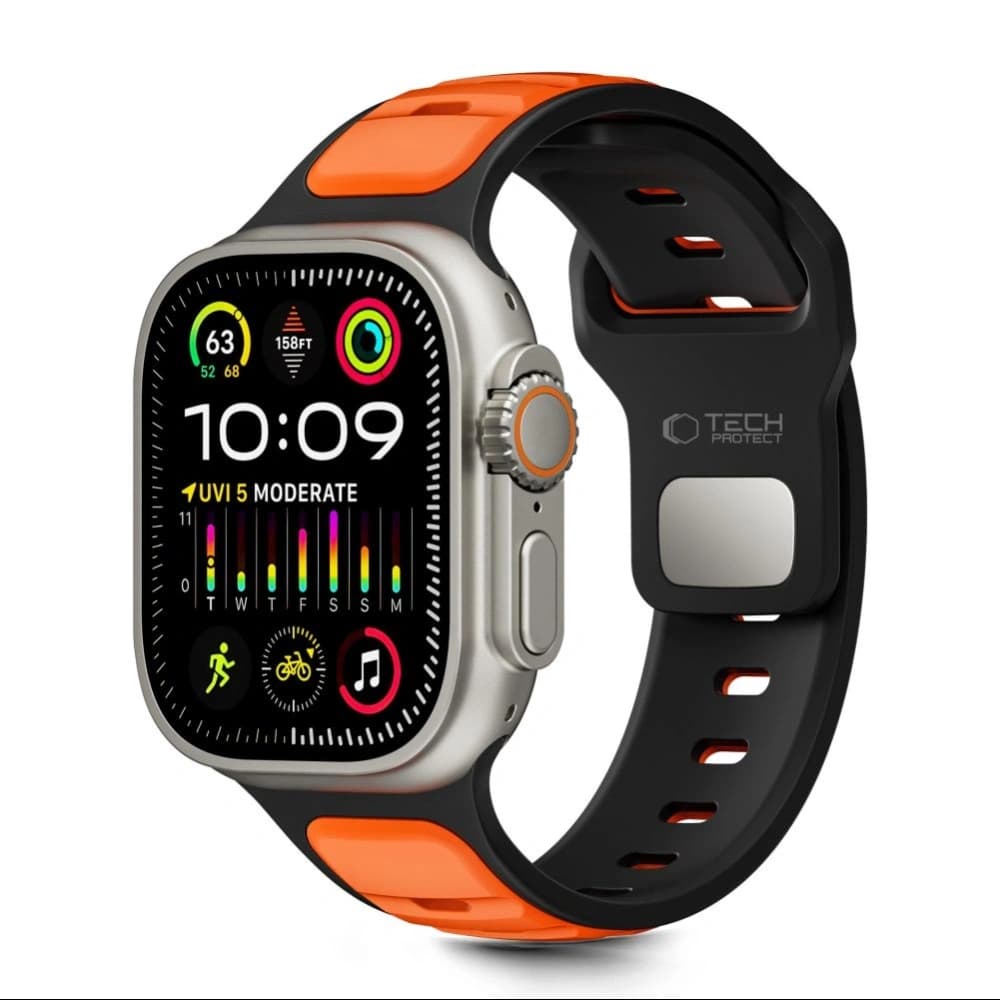 Tech-Protect IconBand Line Apple Watch 8 / 9 / 10 / 11 / SE / Ultra 44/45/46/49mm Negru/portocaliu - 1