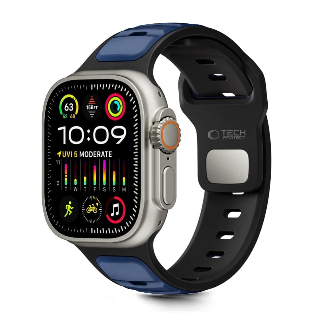 Tech-Protect IconBand Line Apple Watch 8 / 9 / 10 / 11 / SE / Ultra 44/45/46/49mm Negru/bleu marin - 1