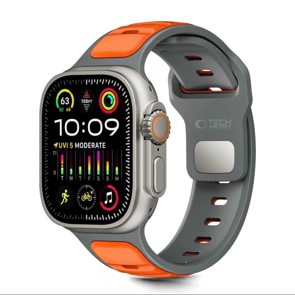 Tech-Protect IconBand Line Apple Watch 8 / 9 / 10 / 11 / SE / Ultra 44/45/46/49mm Gri/portocaliu - 1