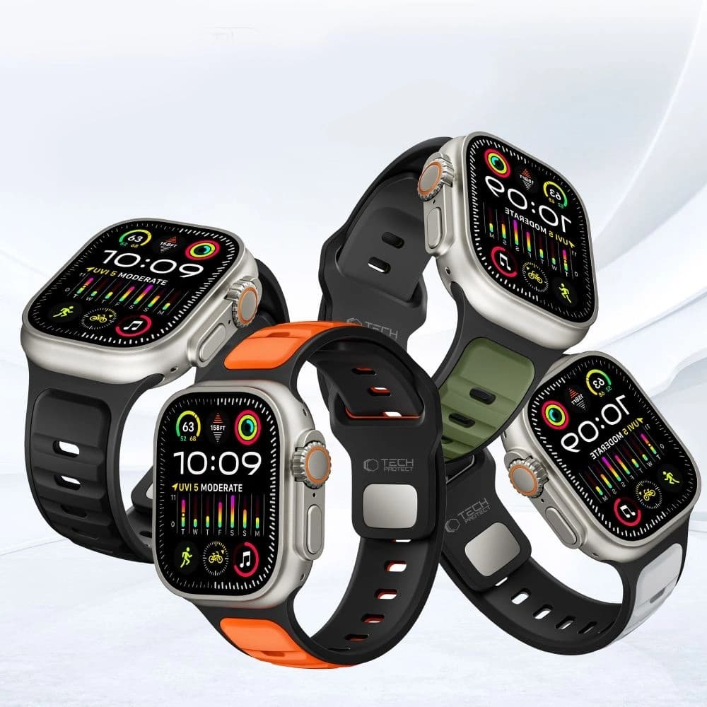 Tech-Protect IconBand Line Apple Watch 8 / 9 / 10 / 11 / SE / Ultra 44/45/46/49mm Gri/portocaliu - 4