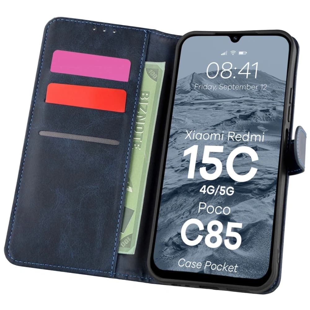 Bizon Case Pocket Xiaomi Redmi 15C 4G / 5G / Poco C85 173mm navy blue