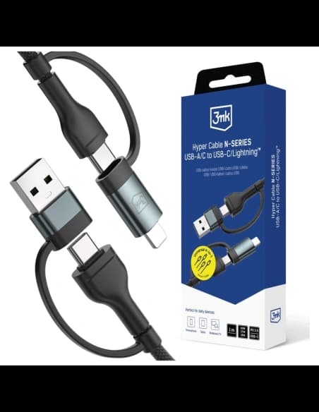 Kabel 3MK Hyper Cable N-SERIES USB-A/USB-C do USB-C/Lightning 1.2m 9V/2A 60W