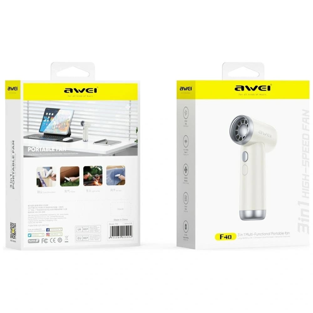 Wielofunkcyjny wiatrak AWEI F40 3w1 3300mAh biały - 11