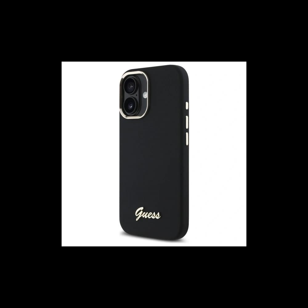 Cumpără Carcasa din silicon pentru Apple iPhone 16 Plus cu logo metalic și cadru negru. - 2