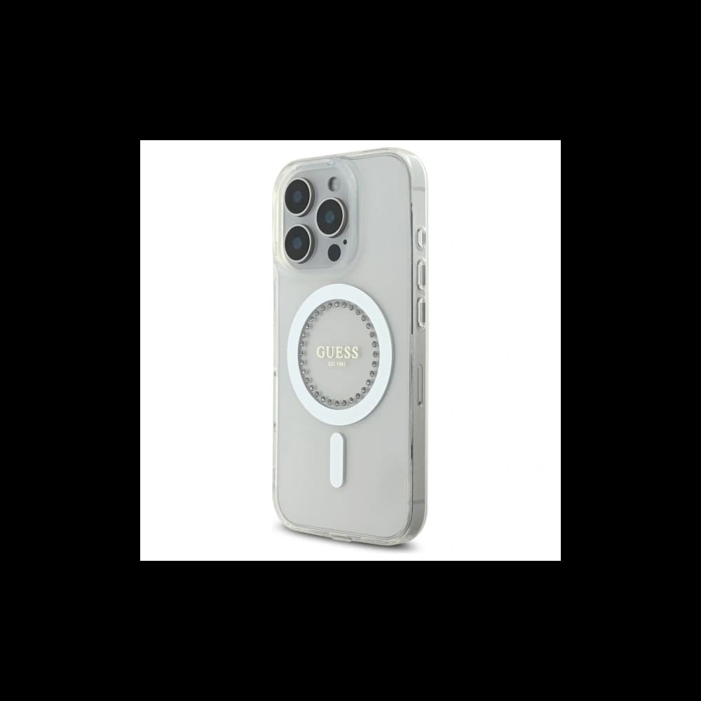 Guess Apple iPhone 16 Pro hardcase IML Rhinestones MagSafe white - 2