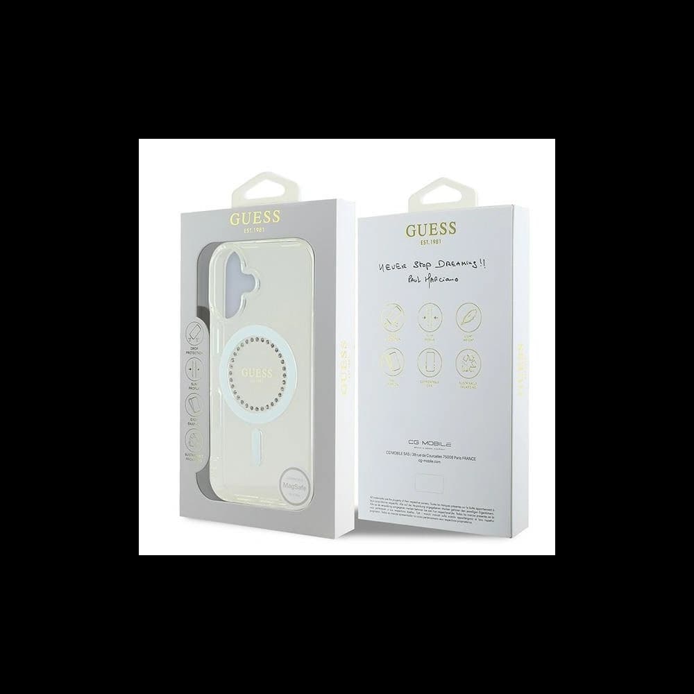 Guess Apple iPhone 16 hardcase IML Rhinestones MagSafe white - 8