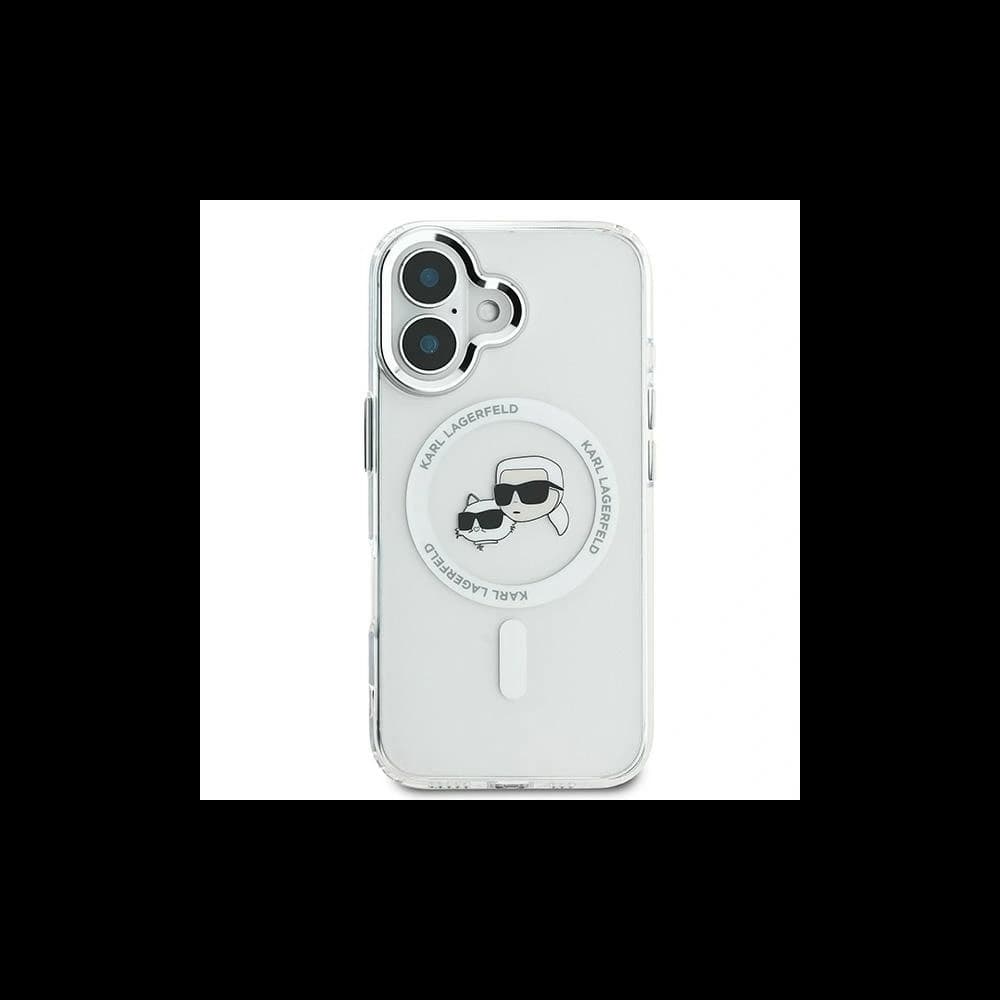 Karl Lagerfeld Apple iPhone 16 tvrdý obal IML Metal Karl&Choupette Head MagSafe bílý - 3