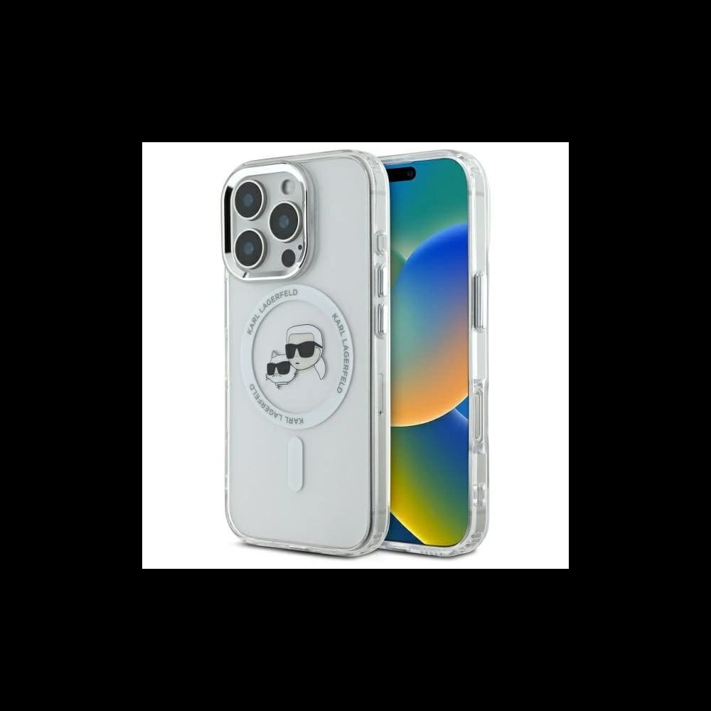 Karl Lagerfeld Apple iPhone 16 Pro Max hardcase IML Metal Karl&Choupette Head MagSafe bílá